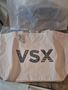 Victoria's Secret Light Pink Canvas Tote with VSX Logo